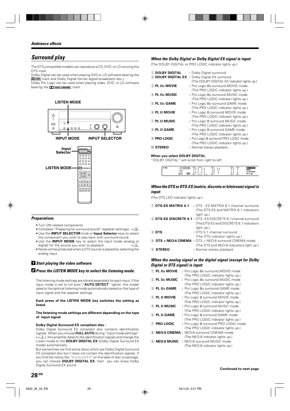 Surround play | Kenwood B60-5632-00 00 MA (E User Manual | Page 28 / 36