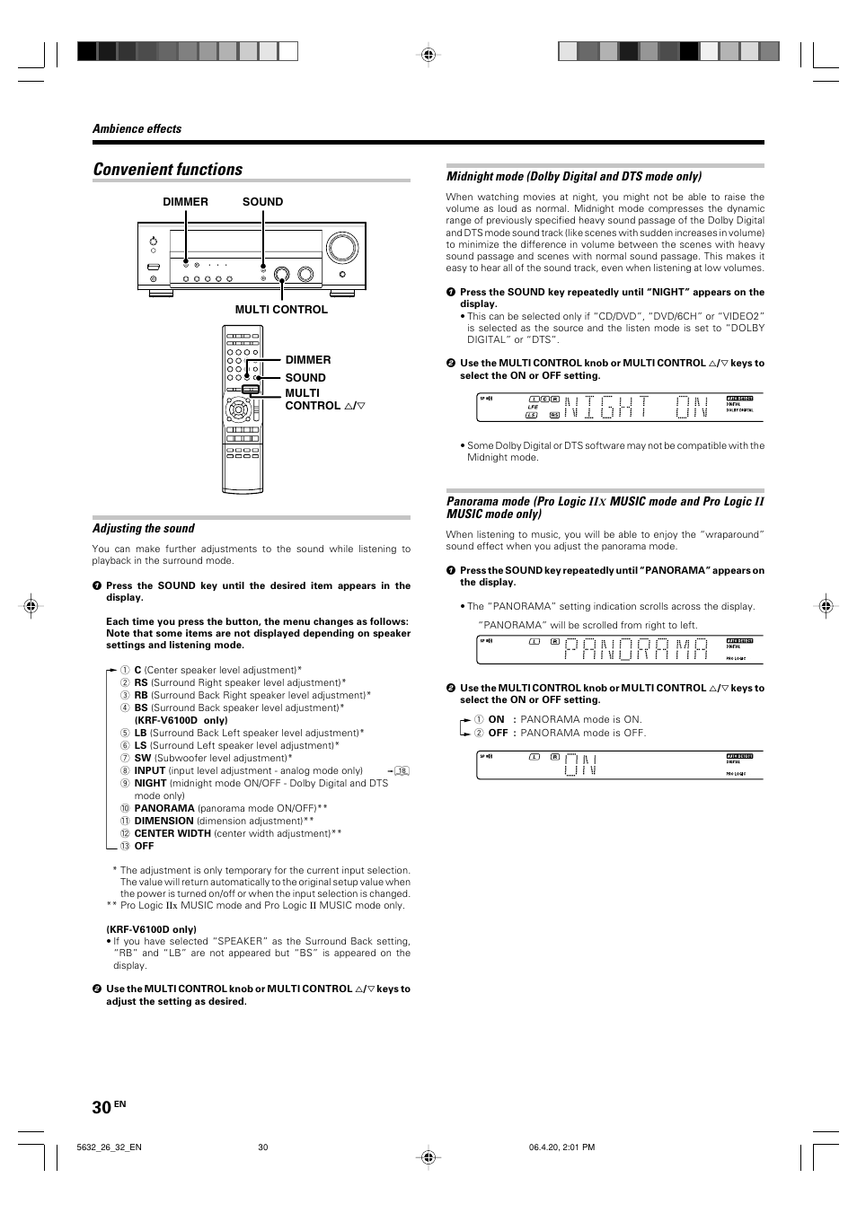 Convenient functions | Kenwood B60-5632-00 00 MA (E User Manual | Page 30 / 36