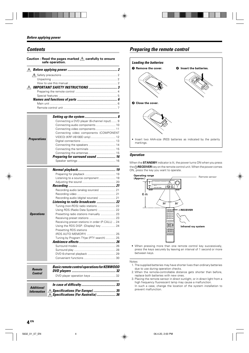 Kenwood B60-5632-00 00 MA (E User Manual | Page 4 / 36