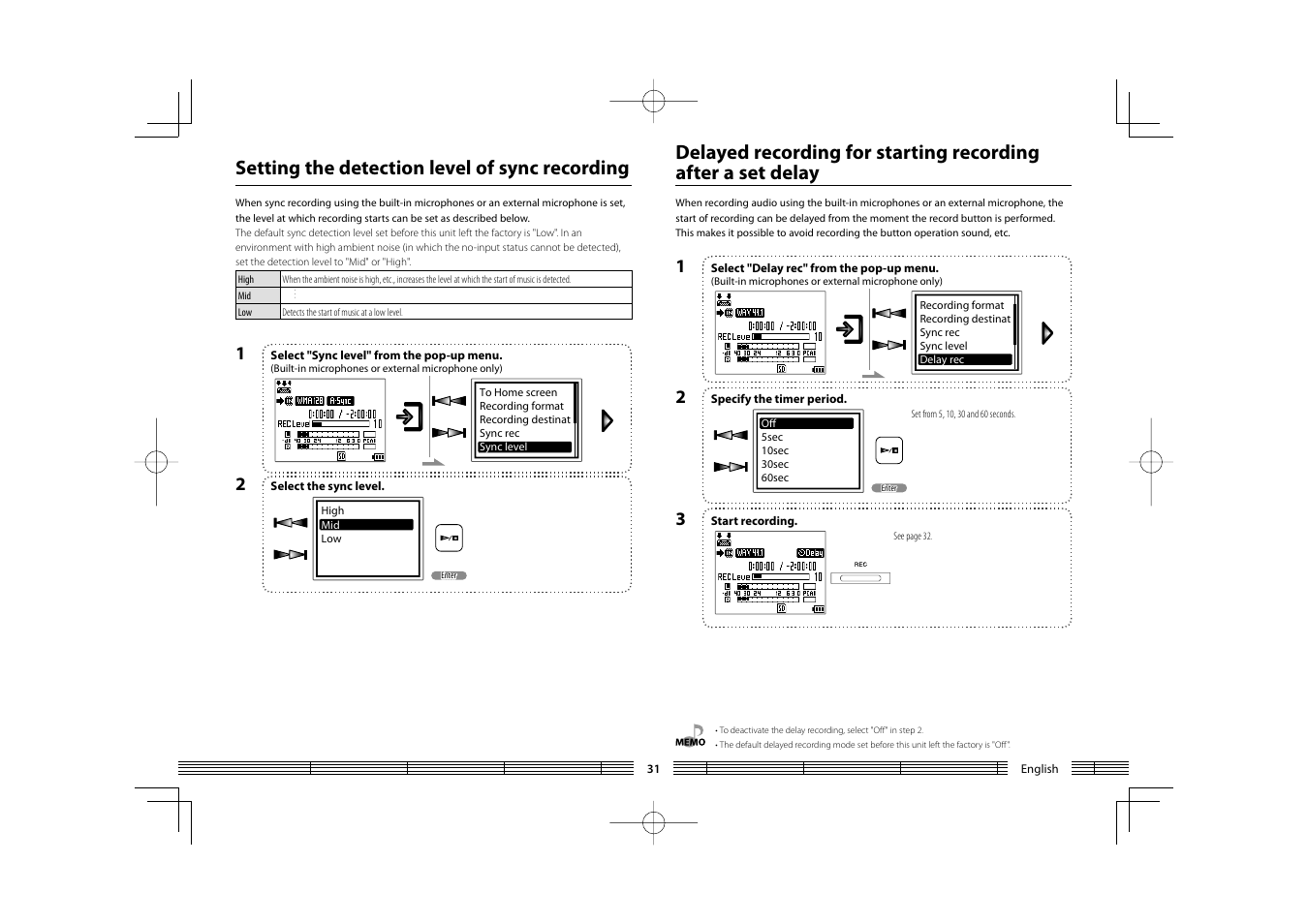 Setting the detection level of sync recording | Kenwood HC MGR-A7 User Manual | Page 31 / 53