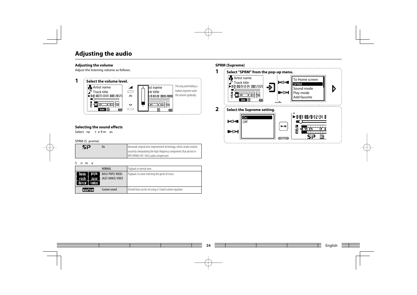 Adjusting the audio | Kenwood HC MGR-A7 User Manual | Page 34 / 53