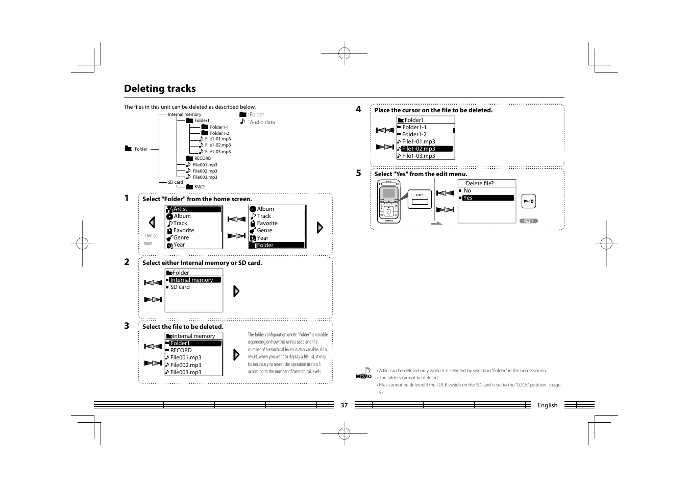 Deleting tracks | Kenwood HC MGR-A7 User Manual | Page 37 / 53