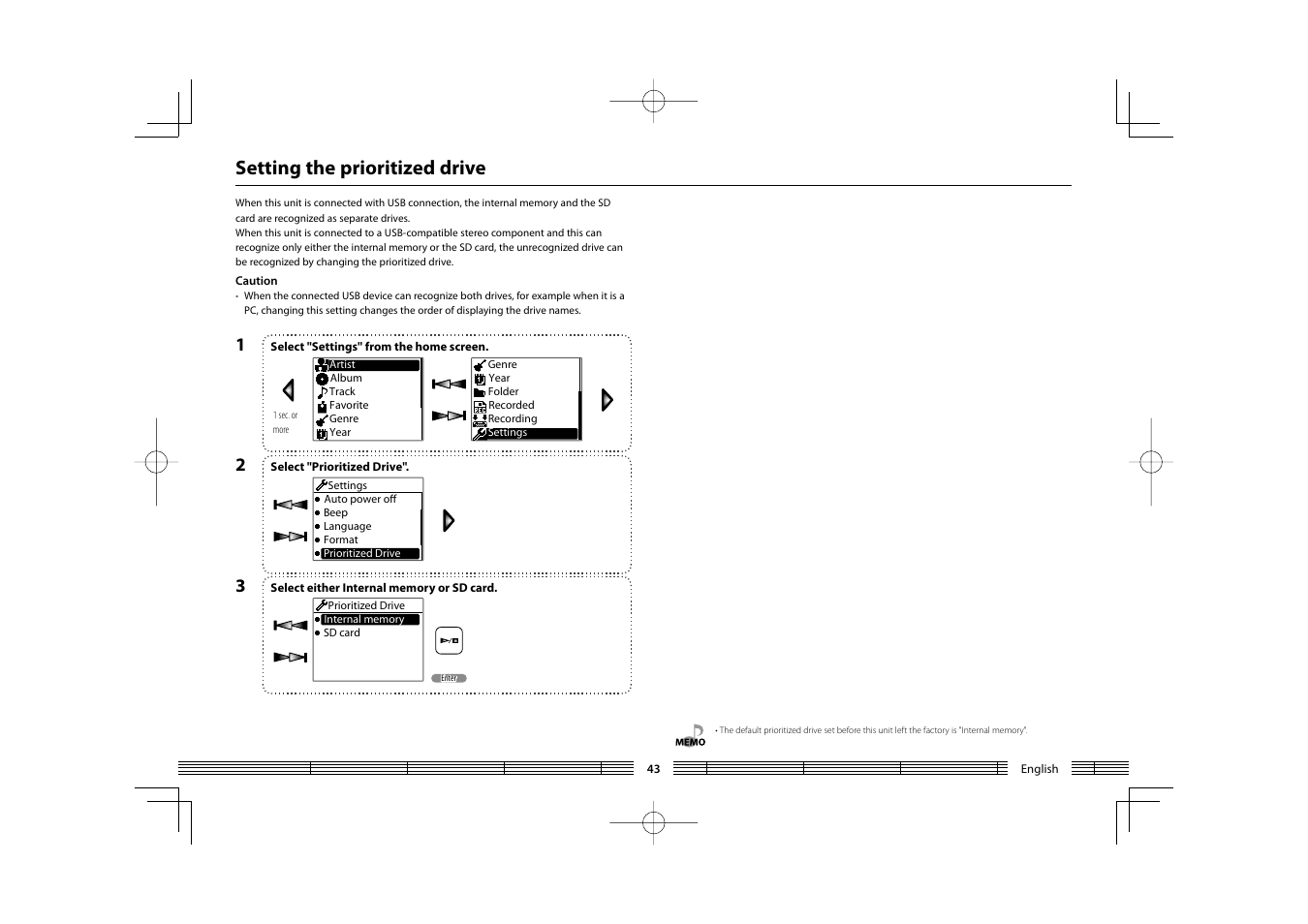 Setting the prioritized drive | Kenwood HC MGR-A7 User Manual | Page 43 / 53