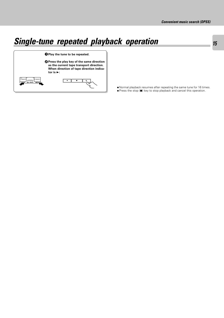 Single-tune repeated playback operation | Kenwood CT-405 User Manual | Page 15 / 28