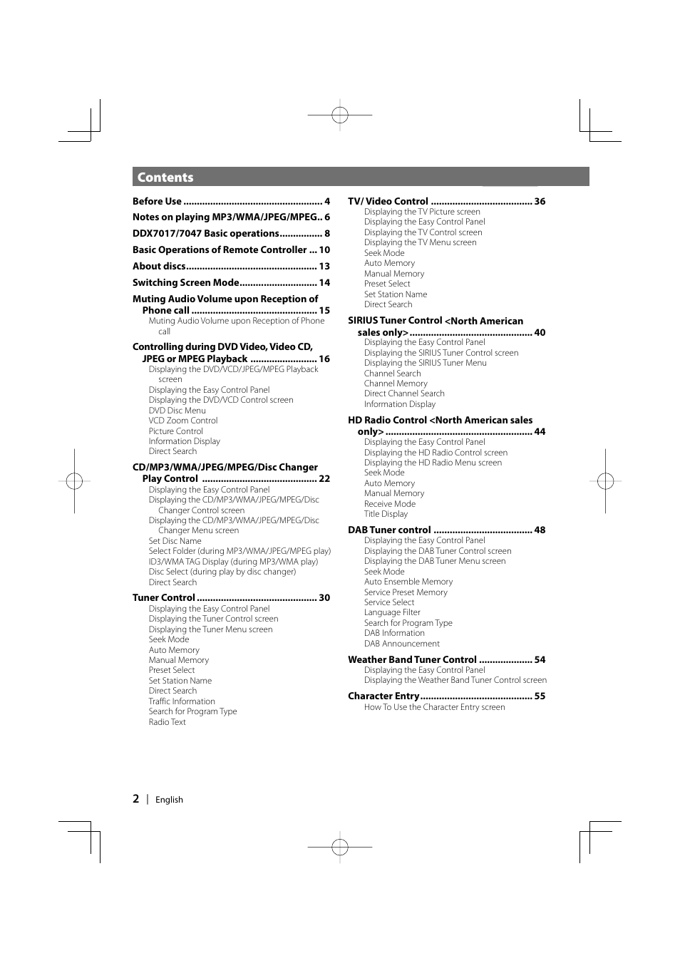 Kenwood DDX7017 DDX7047 User Manual | Page 2 / 88