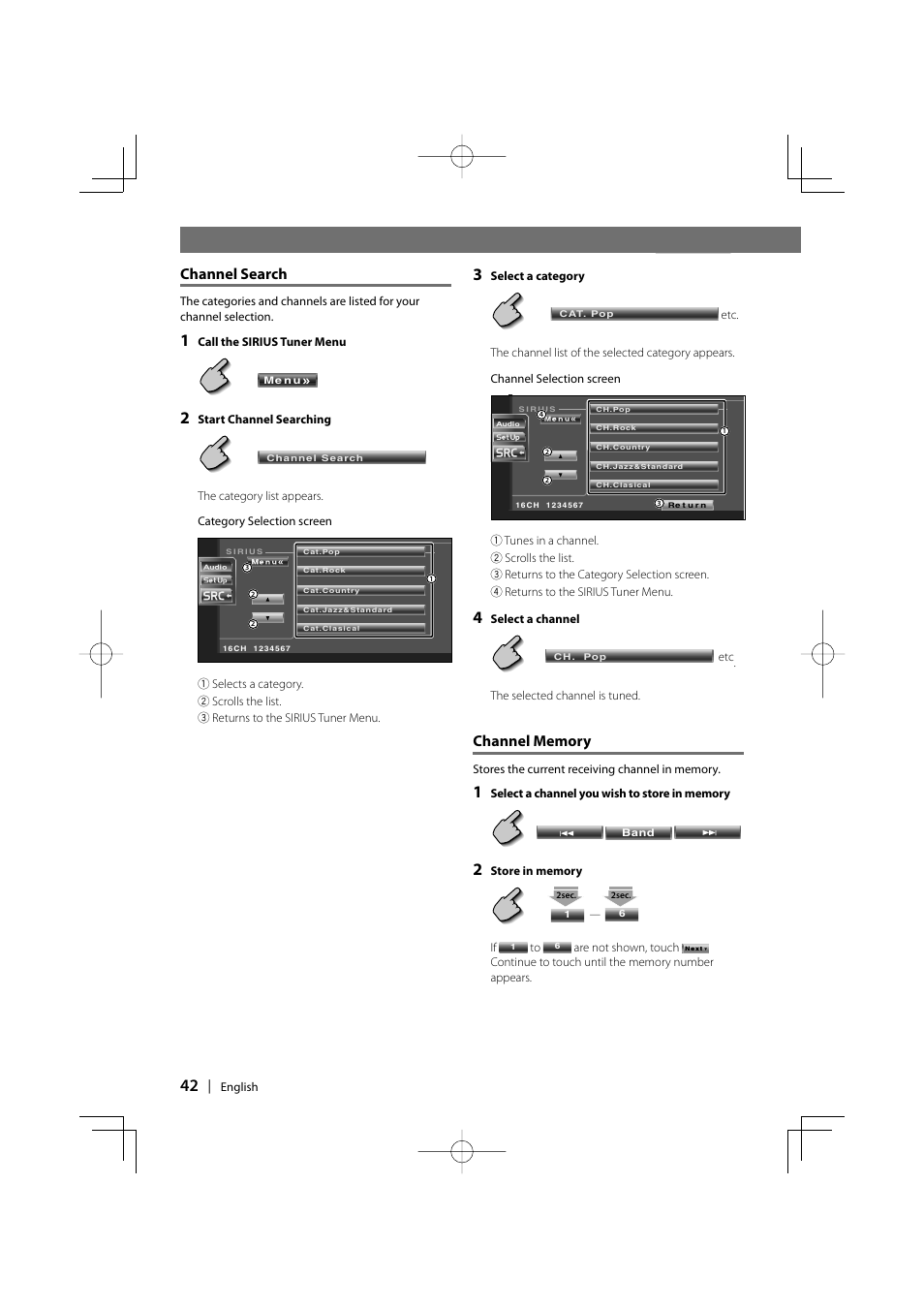 Channel search | Kenwood DDX7017 DDX7047 User Manual | Page 42 / 88