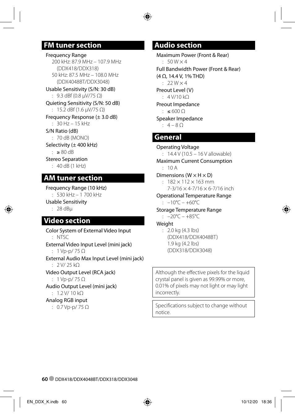 General | Kenwood DDX3048 User Manual | Page 60 / 64