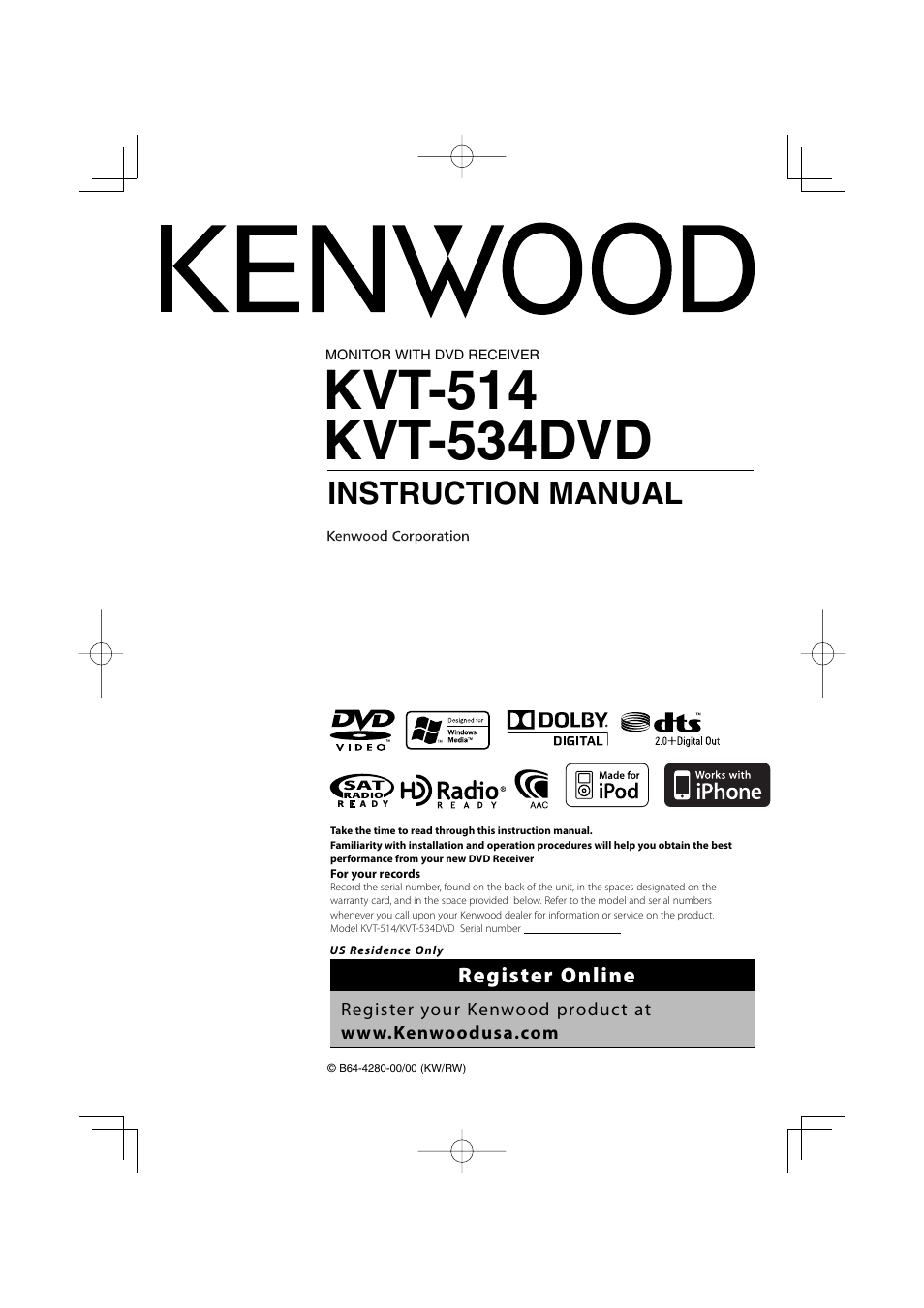 Kenwood KVT-534DVD User Manual | 104 pages