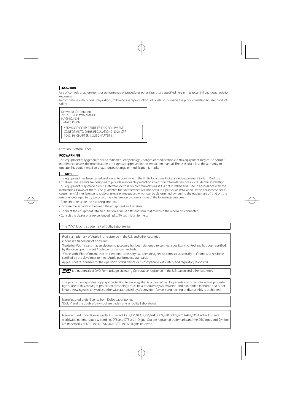 Kenwood KVT-534DVD User Manual | Page 104 / 104