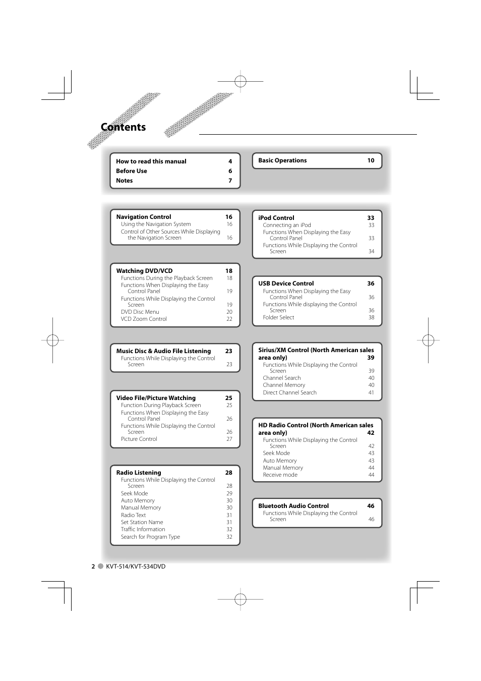Kenwood KVT-534DVD User Manual | Page 2 / 104