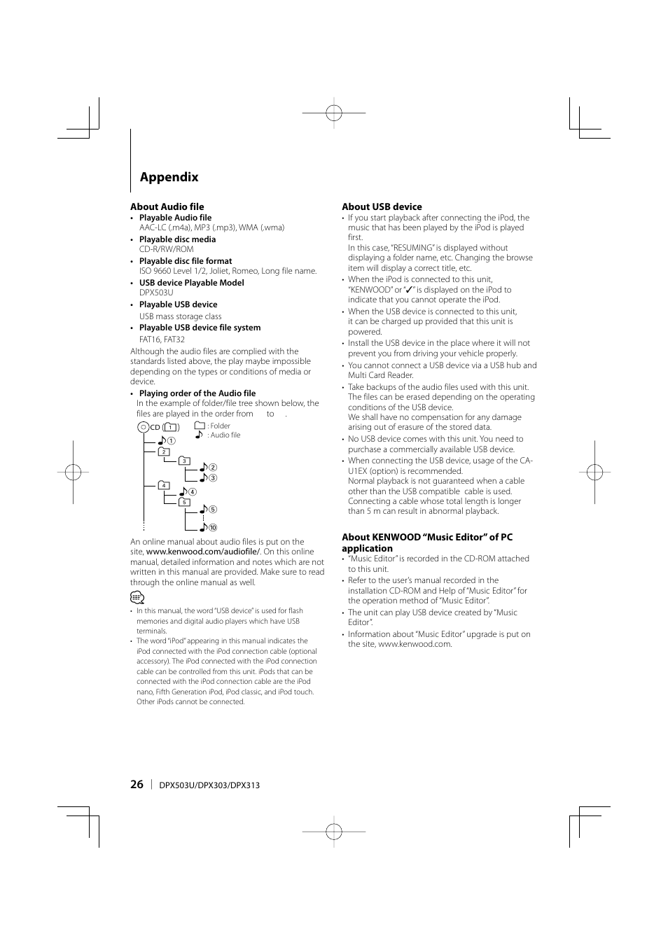 Appendix | Kenwood DPX313 User Manual | Page 26 / 36