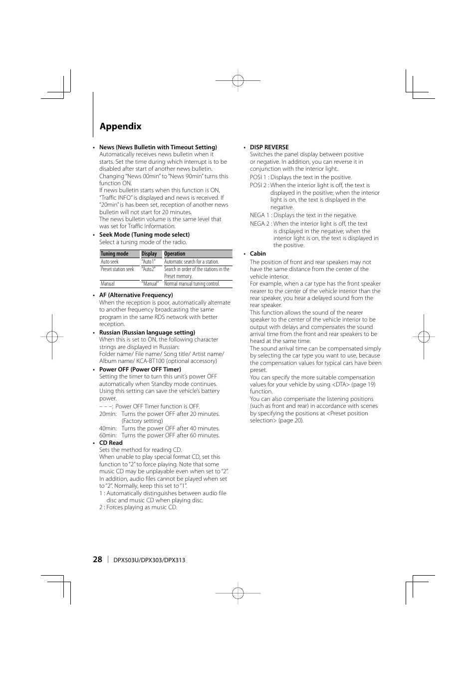 Appendix | Kenwood DPX313 User Manual | Page 28 / 36