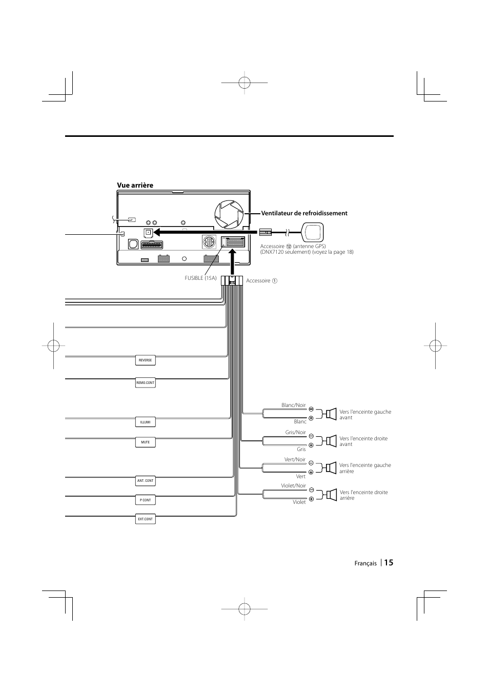 Vue arrière | Kenwood DNX7120 User Manual | Page 15 / 32