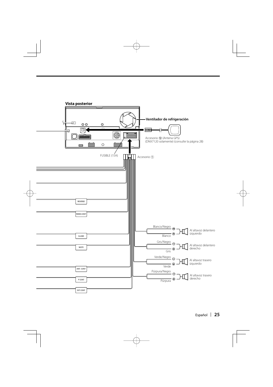 Vista posterior | Kenwood DNX7120 User Manual | Page 25 / 32