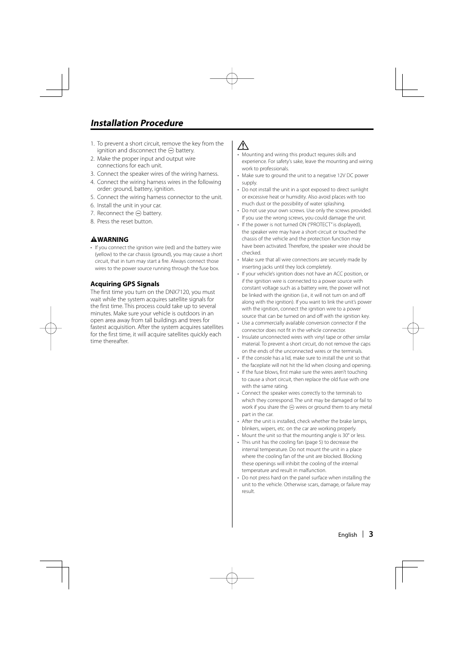 Installation procedure | Kenwood DNX7120 User Manual | Page 3 / 32