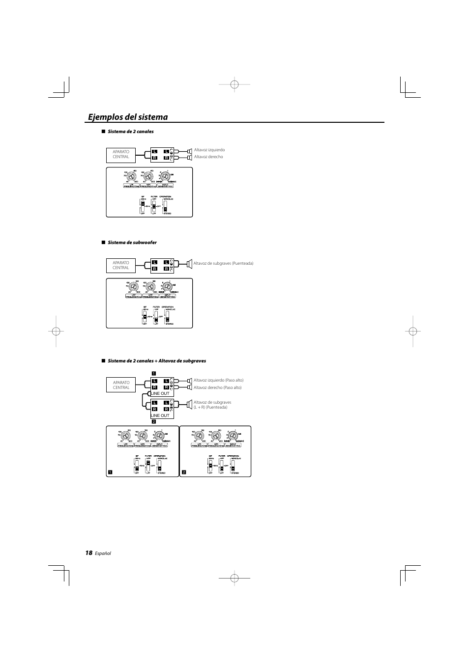 Ejemplos del sistema | Kenwood eXcelon KAC-X20 User Manual | Page 18 / 20