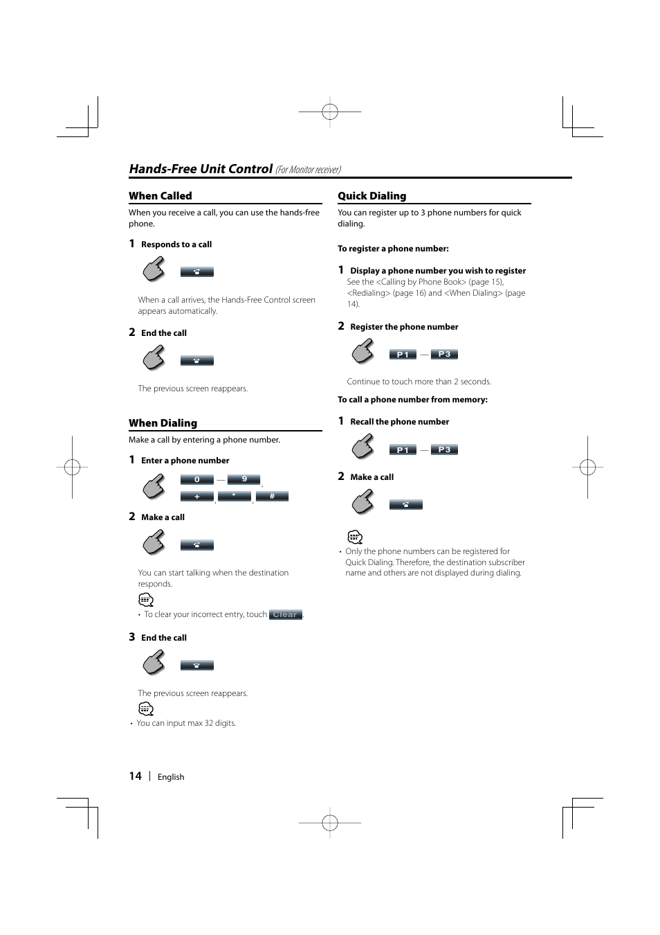 Hands-free unit control | Kenwood KCA-BT100 User Manual | Page 14 / 22