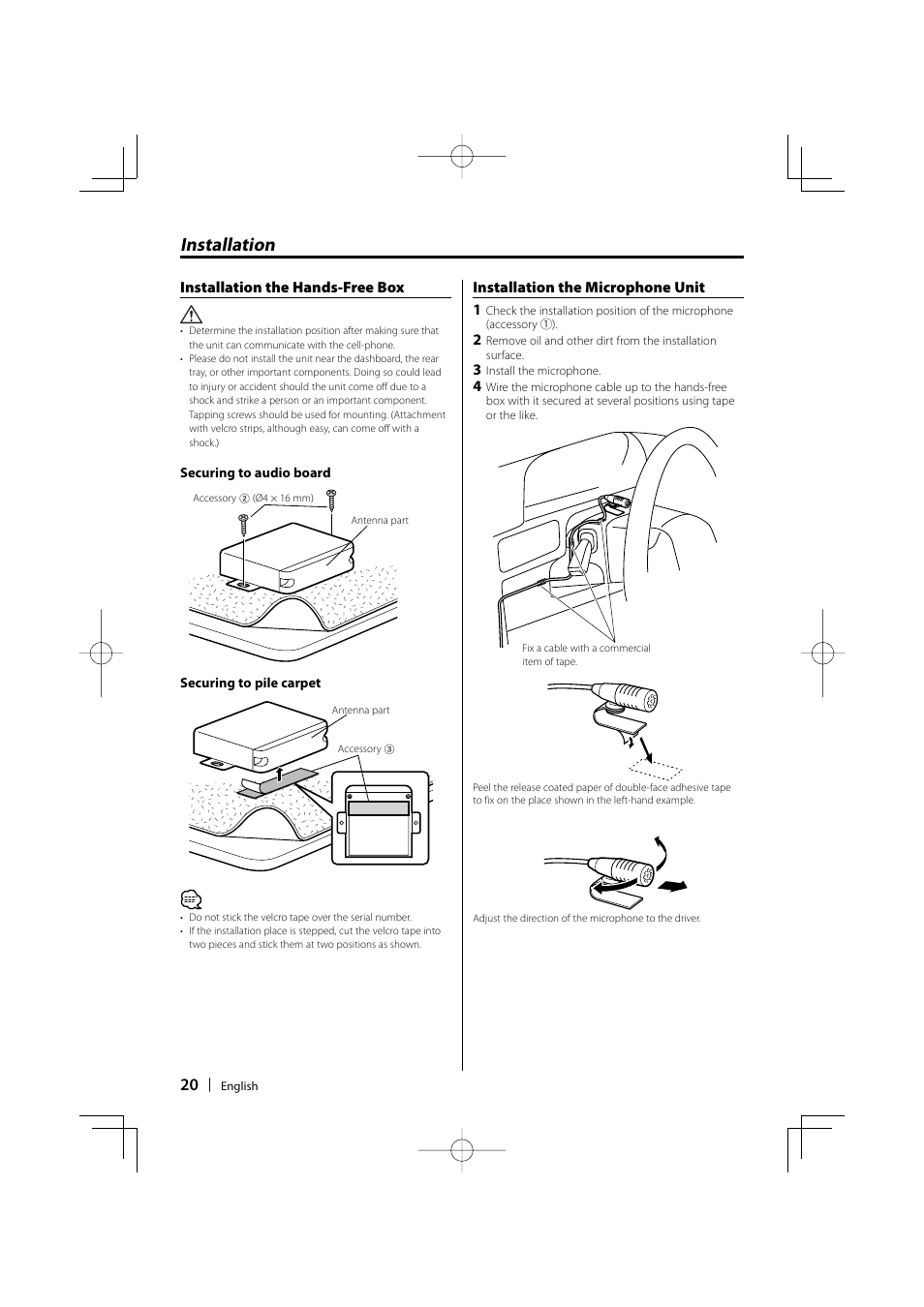 Installation | Kenwood KCA-BT100 User Manual | Page 20 / 22