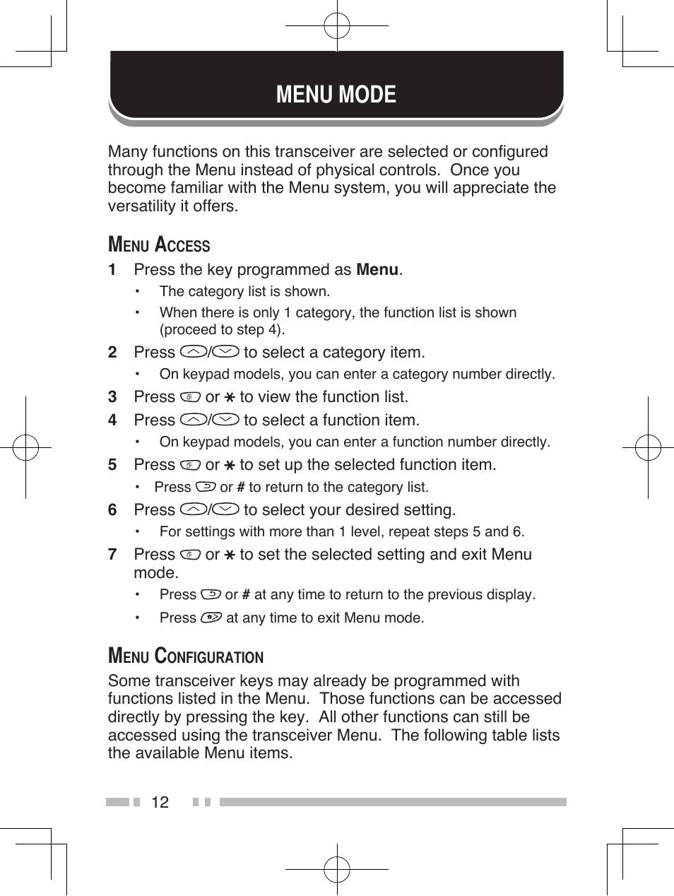 Menu mode | Kenwood TK-5320 User Manual | Page 25 / 44