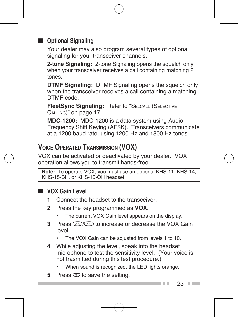 Vox) | Kenwood TK-5320 User Manual | Page 36 / 44