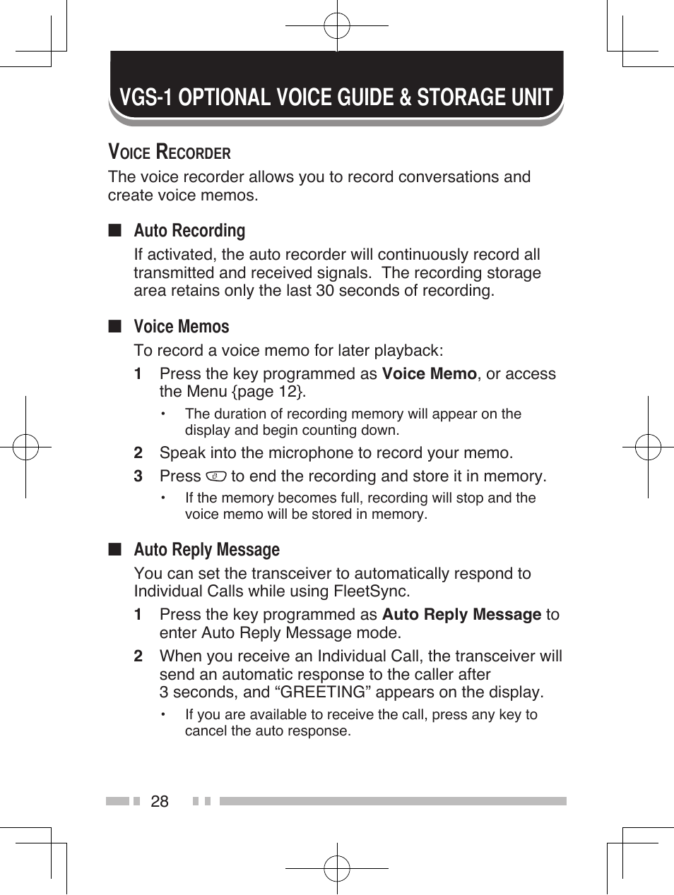 Vgs-1 optional voice guide & storage unit | Kenwood TK-5320 User Manual | Page 41 / 44