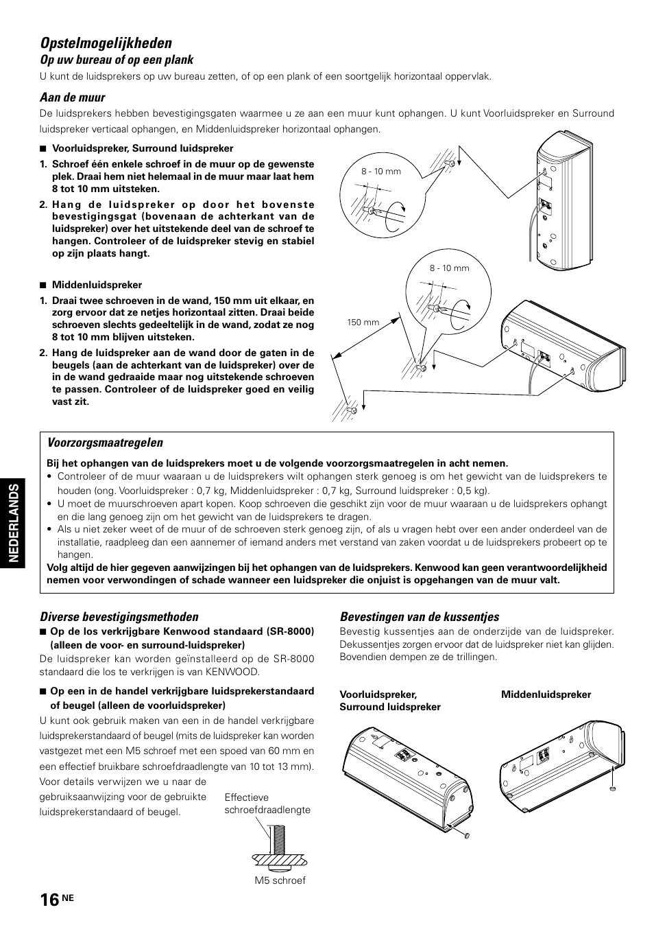 Opstelmogelijkheden | Kenwood KS-2200HT User Manual | Page 16 / 28