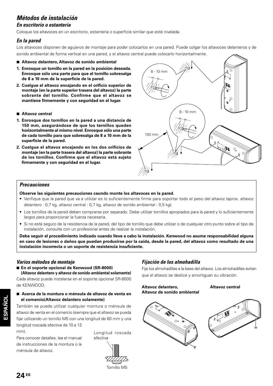 Métodos de instalación | Kenwood KS-2200HT User Manual | Page 24 / 28