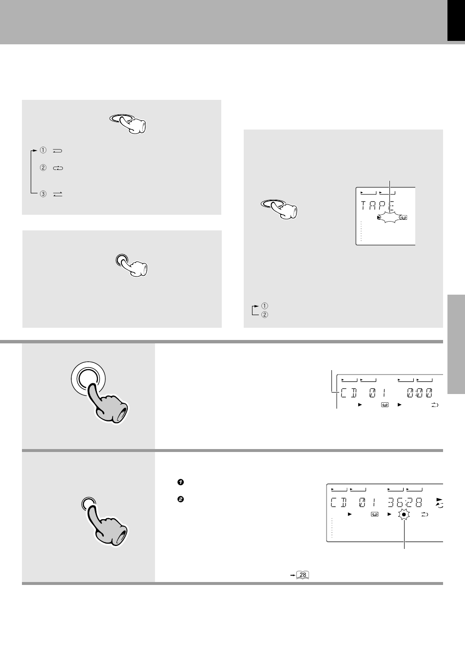 T a p e, C d ) 1 ) ) ), Selection of dolby nr | Kenwood XD-500 User Manual | Page 27 / 60