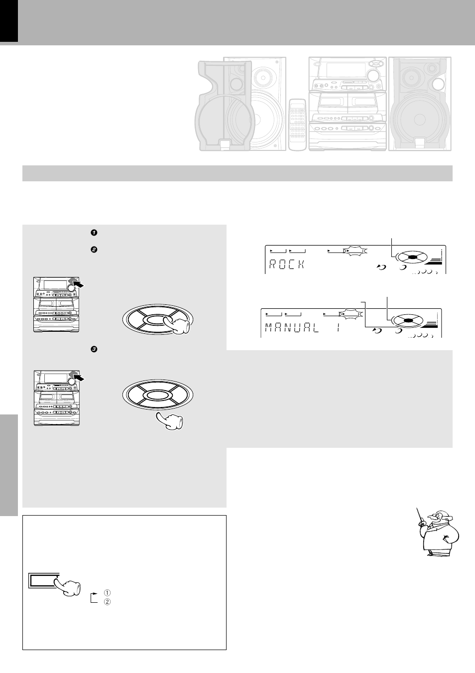 Listening with the desired sound, Selecting an equalizer pattern, R o c k | Equalizer function), Demonstration, 3 select the desired equalizer pattern | Kenwood XD-500 User Manual | Page 46 / 60