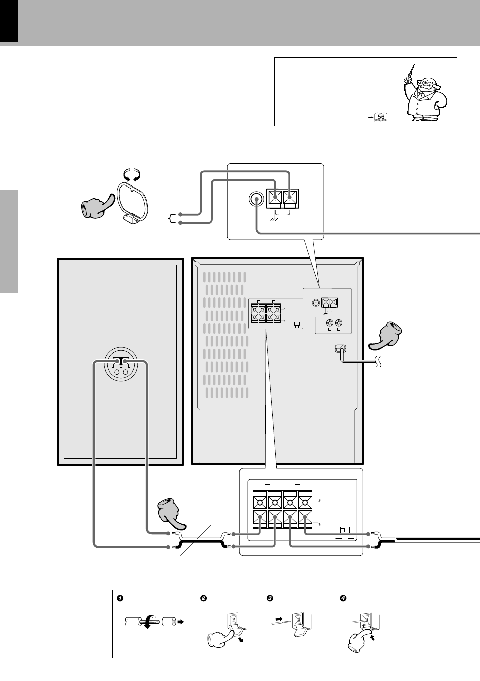 System connection, Connection of the system accessories, Malfunction of microcomputer | Am loop antenna speaker (right), Power cord main unit speaker cord | Kenwood XD-500 User Manual | Page 6 / 60