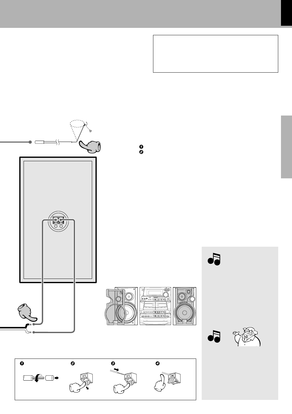 Speaker unit caution regarding placement, Fm indoor antenna, Speaker (left) | Kenwood XD-500 User Manual | Page 7 / 60