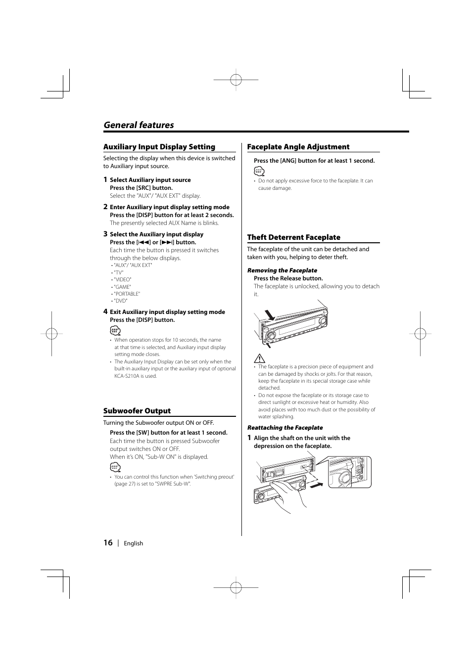 General features | Kenwood KDC-MP6025 User Manual | Page 16 / 40