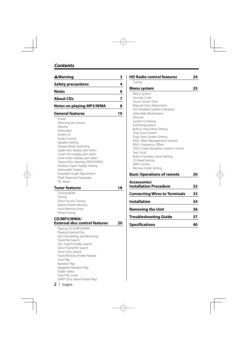Kenwood KDC-MP6025 User Manual | Page 2 / 40