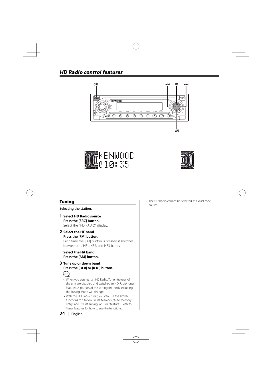 Hd radio control features | Kenwood KDC-MP6025 User Manual | Page 24 / 40