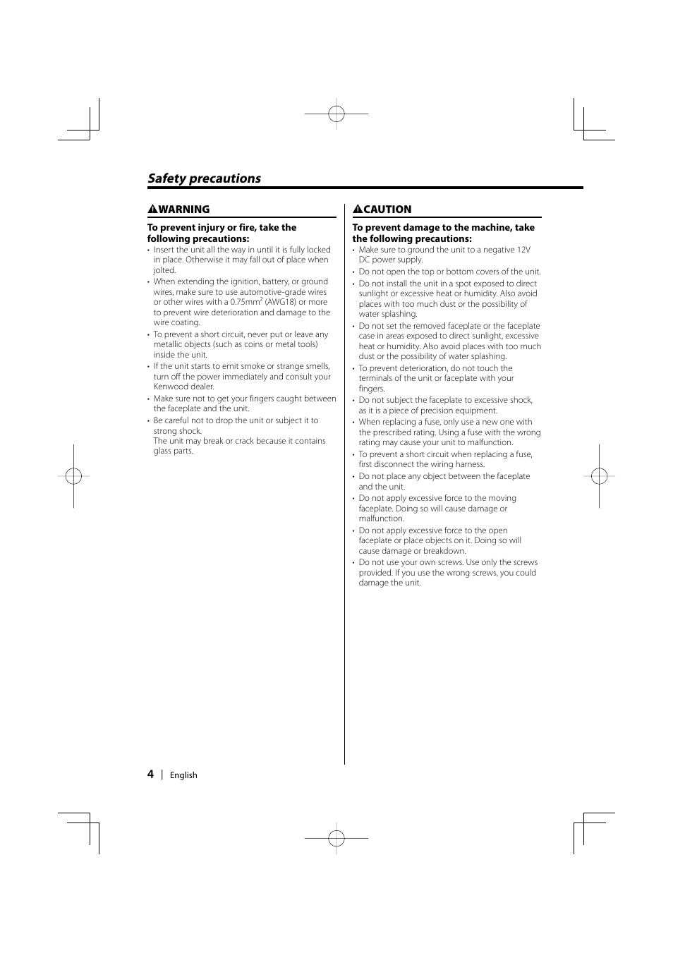 Safety precautions | Kenwood KDC-MP6025 User Manual | Page 4 / 40