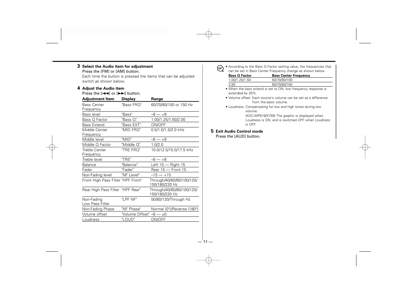 Kenwood KDC-MP919 User Manual | Page 11 / 47