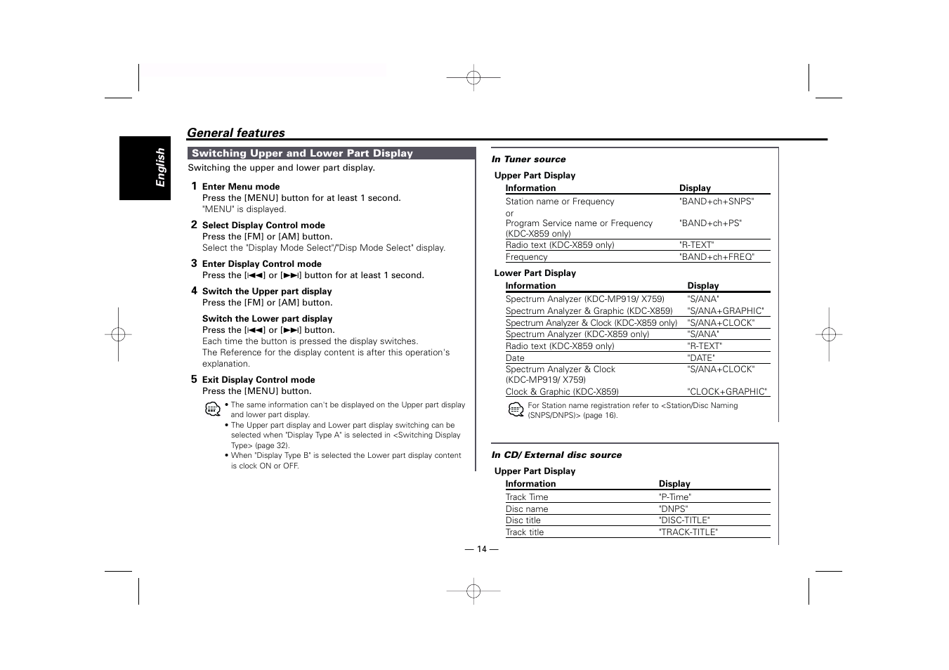 Kenwood KDC-MP919 User Manual | Page 14 / 47