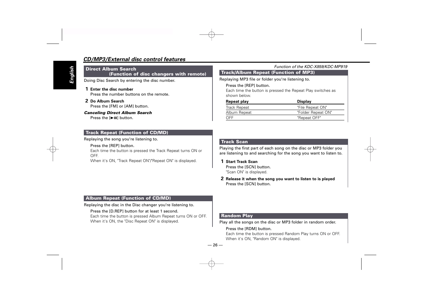 Kenwood KDC-MP919 User Manual | Page 26 / 47