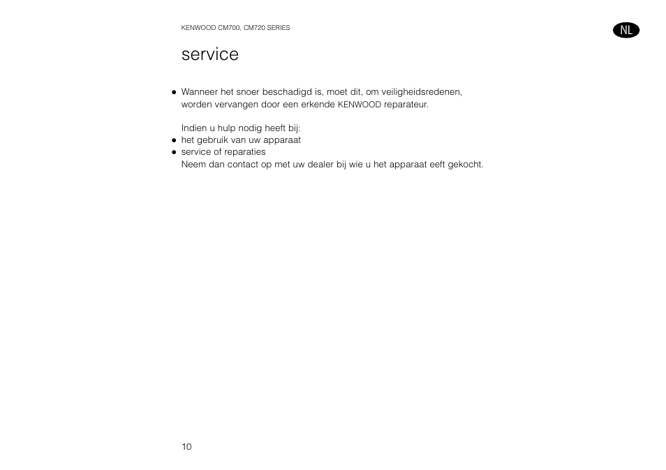 Service | Kenwood AROMATIKA CM720 User Manual | Page 12 / 28