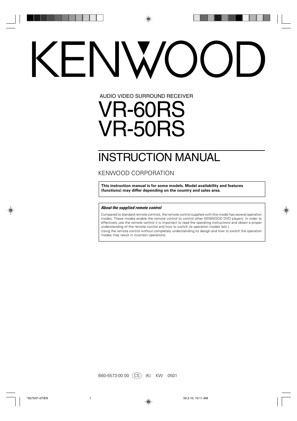 Kenwood VR-60RS User Manual | 32 pages