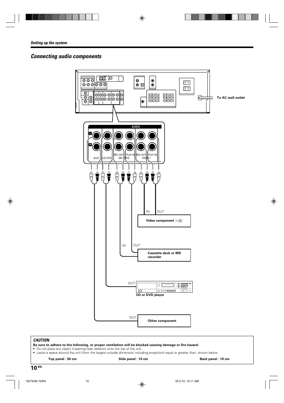 Connecting audio components | Kenwood VR-60RS User Manual | Page 10 / 32