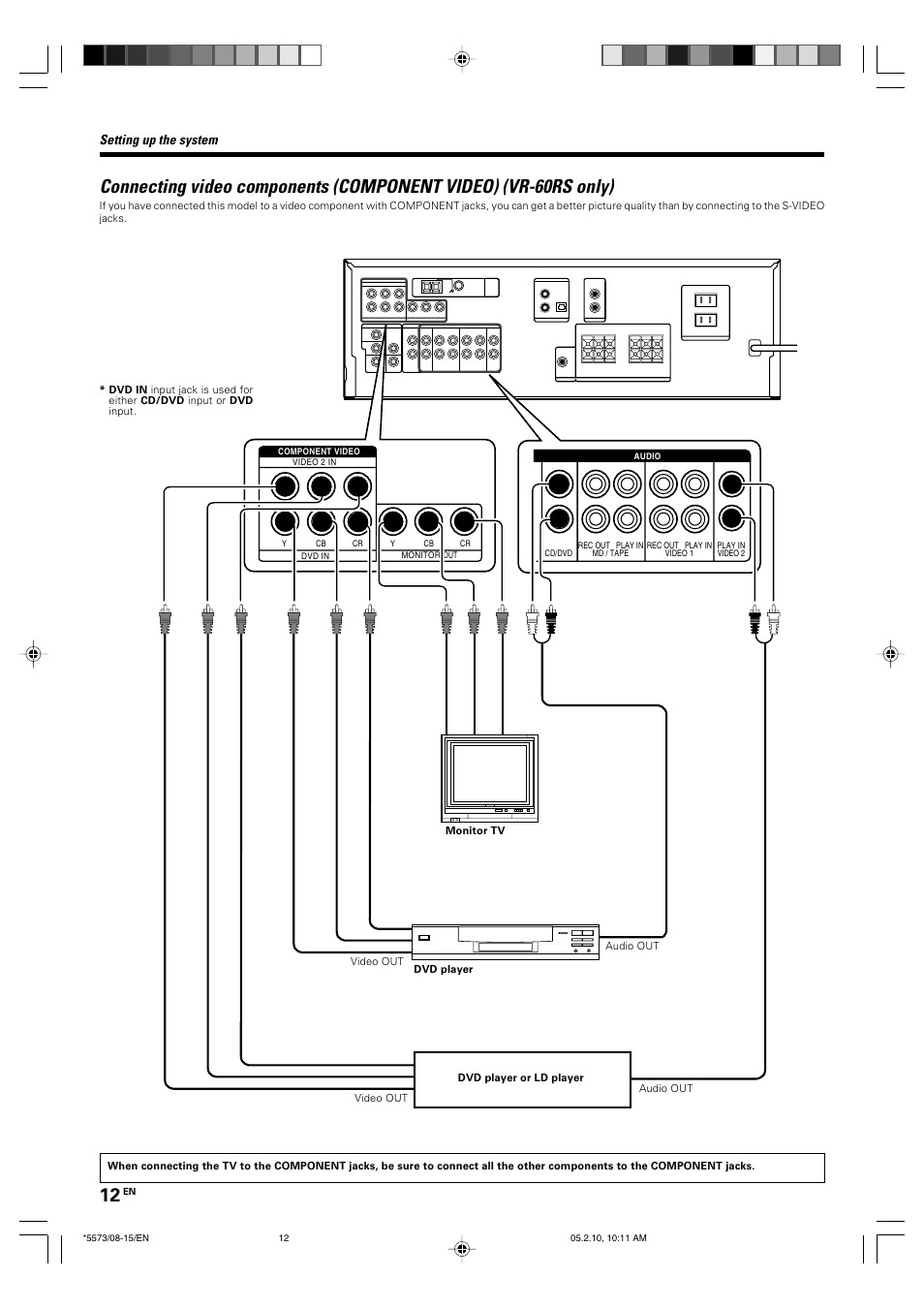 Setting up the system | Kenwood VR-60RS User Manual | Page 12 / 32
