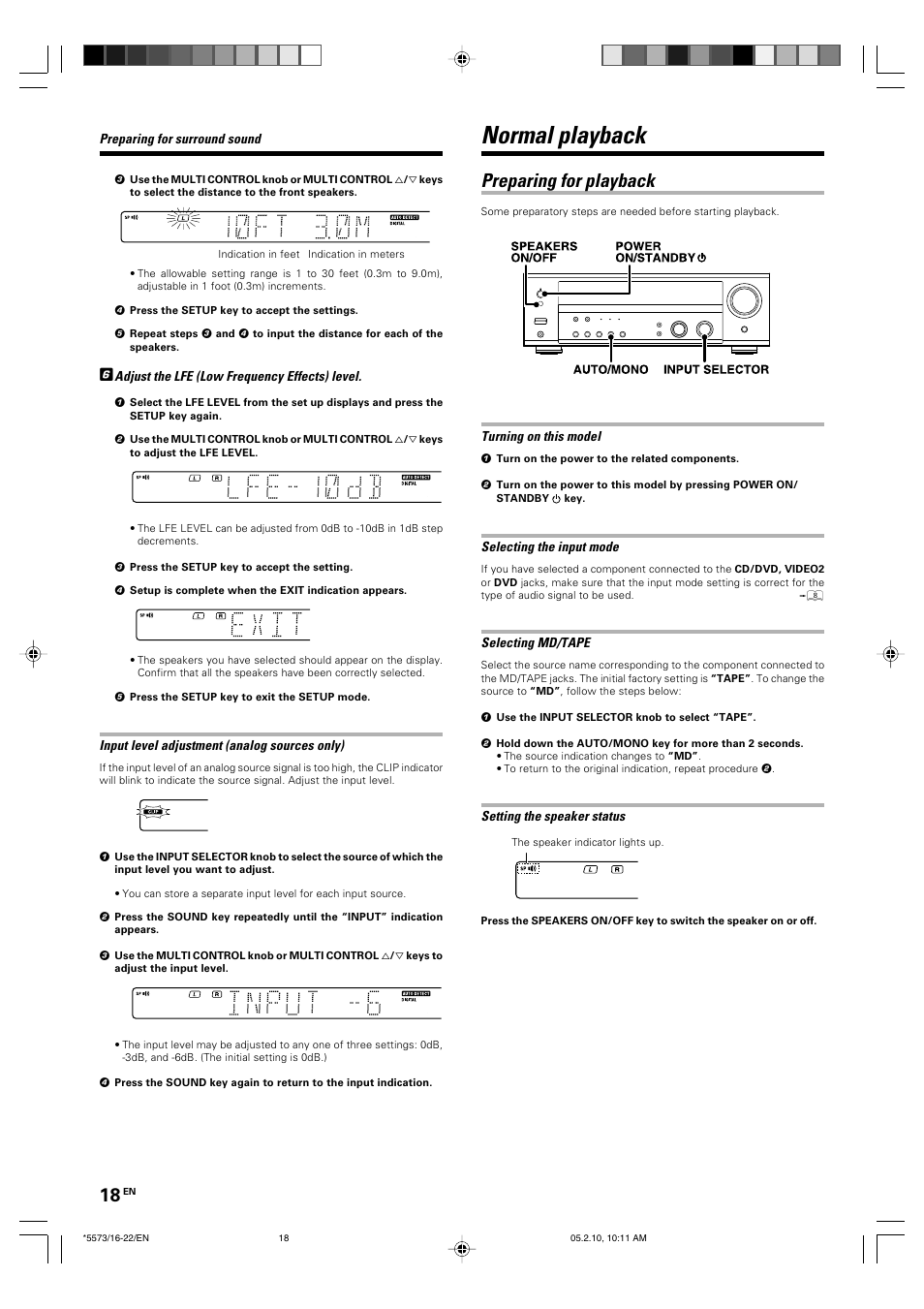 Normal playback, Preparing for playback | Kenwood VR-60RS User Manual | Page 18 / 32