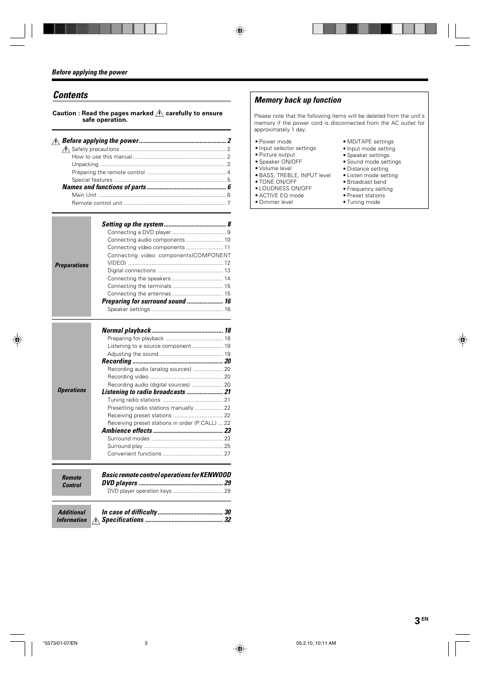 Kenwood VR-60RS User Manual | Page 3 / 32