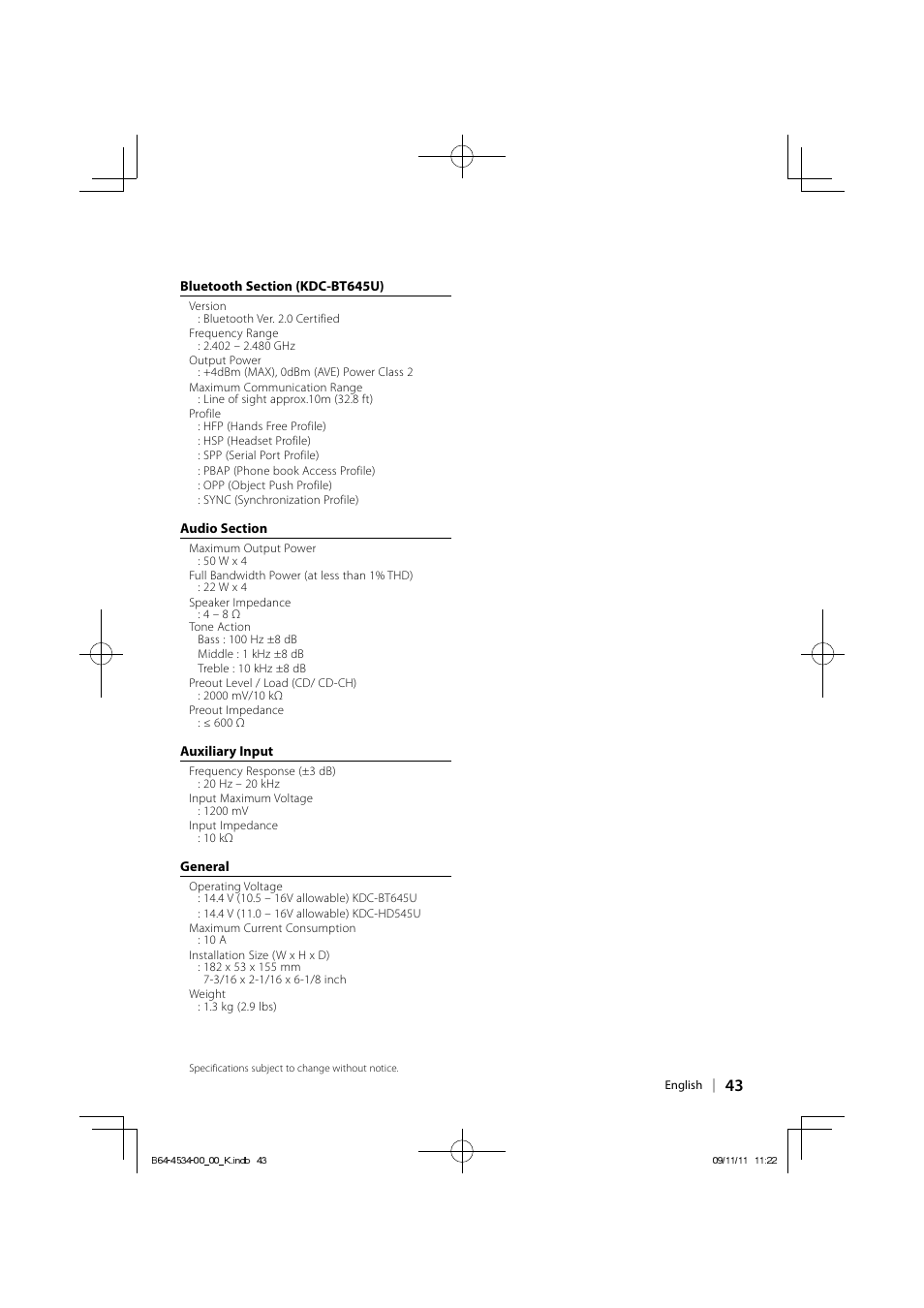 Kenwood KDC-HD545U User Manual | Page 43 / 128