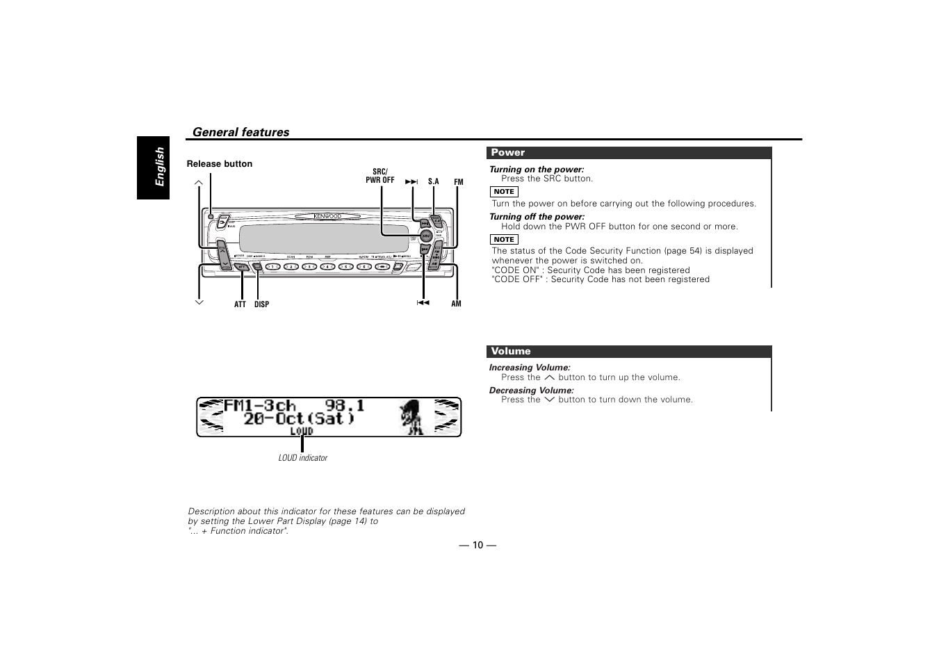 General features, English | Kenwood KDV-Z940 User Manual | Page 10 / 76