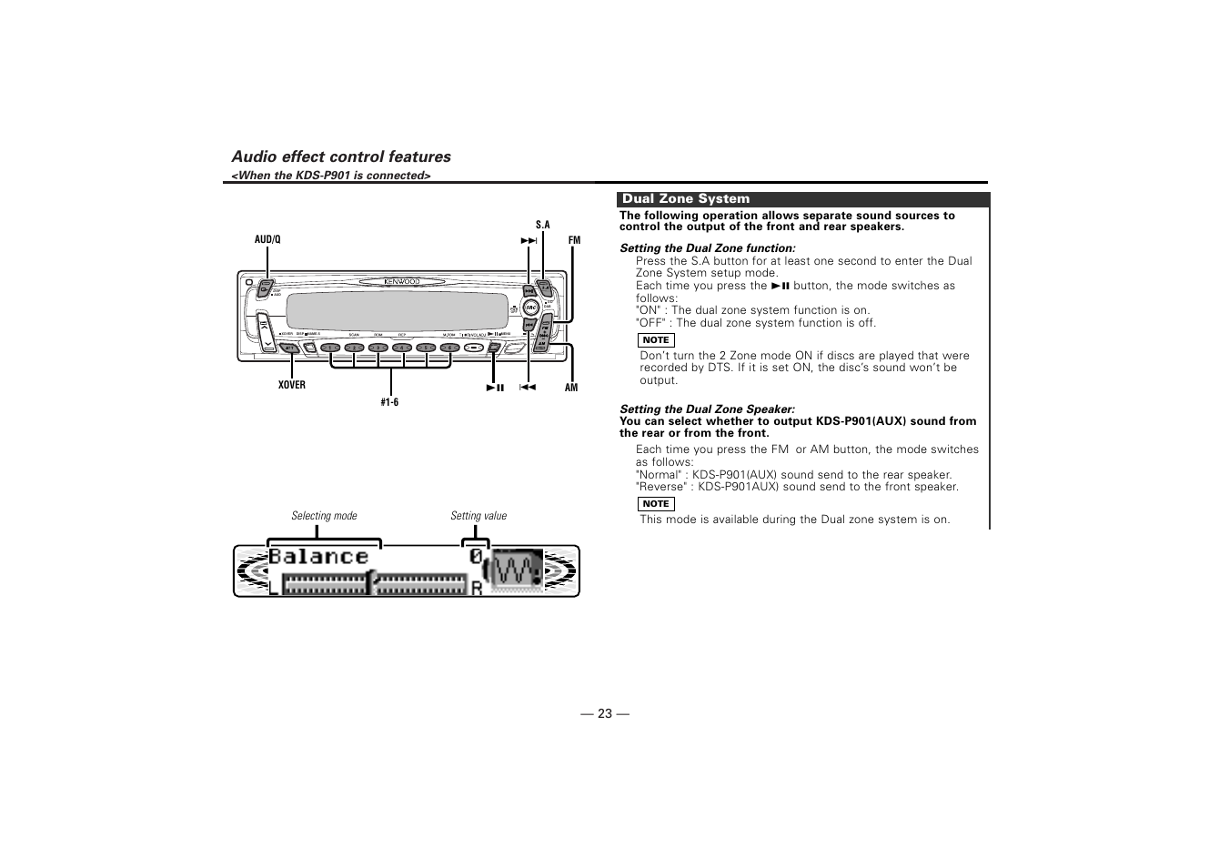 Audio effect control features | Kenwood KDV-Z940 User Manual | Page 23 / 76