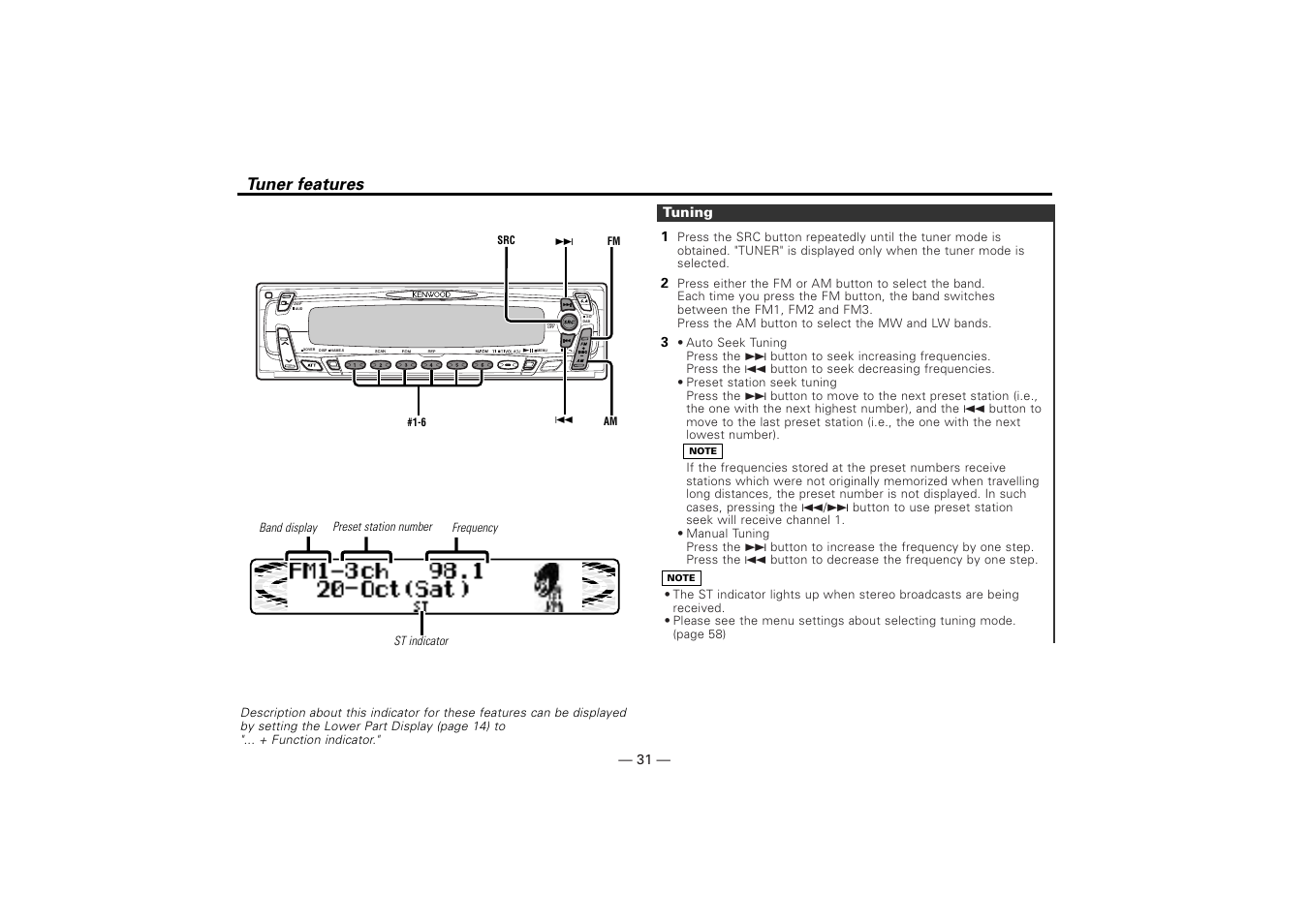 Tuner features | Kenwood KDV-Z940 User Manual | Page 31 / 76