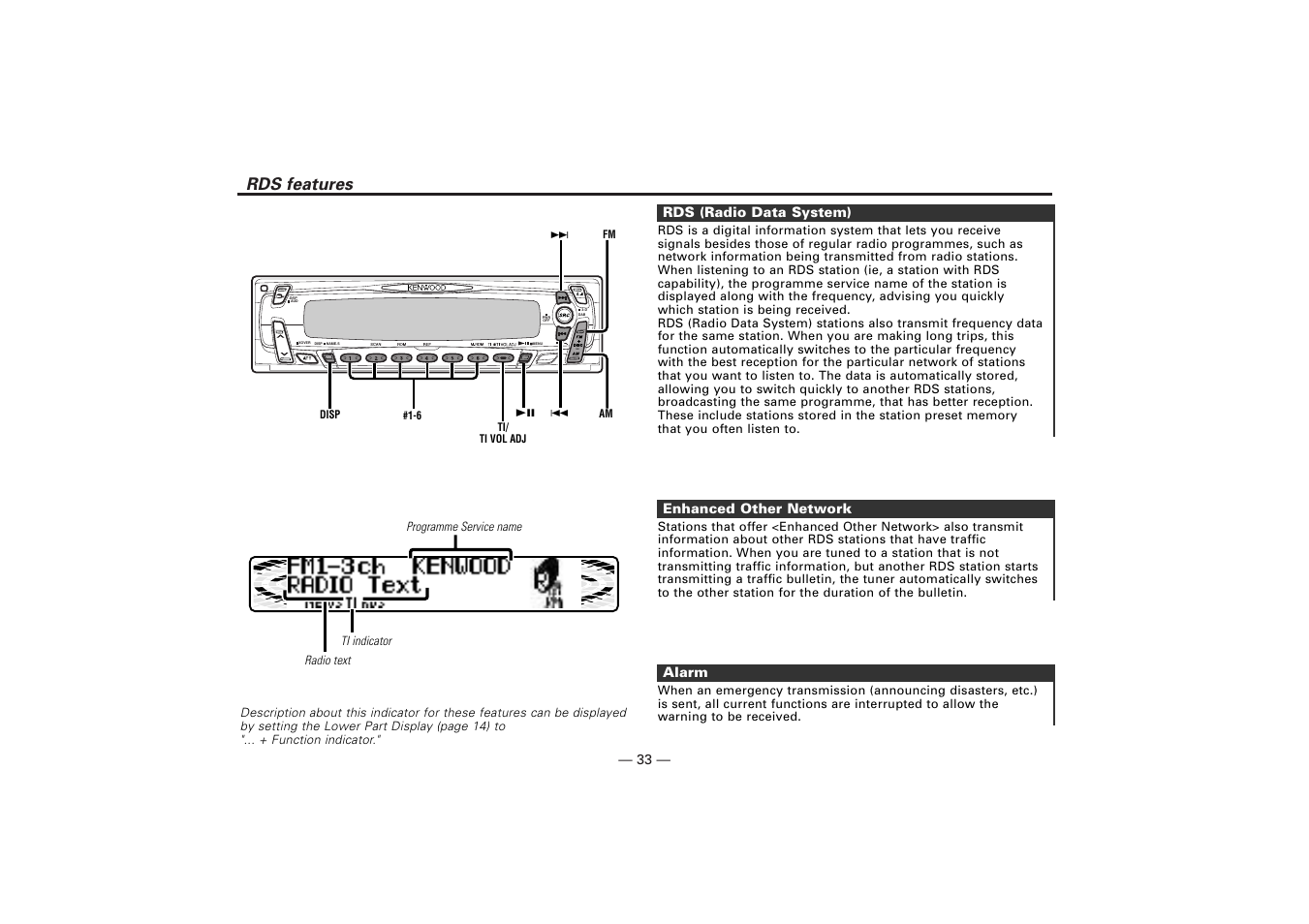 Rds features | Kenwood KDV-Z940 User Manual | Page 33 / 76