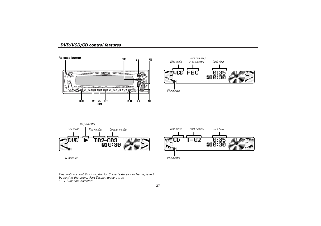 Dvd/vcd/cd control features | Kenwood KDV-Z940 User Manual | Page 37 / 76